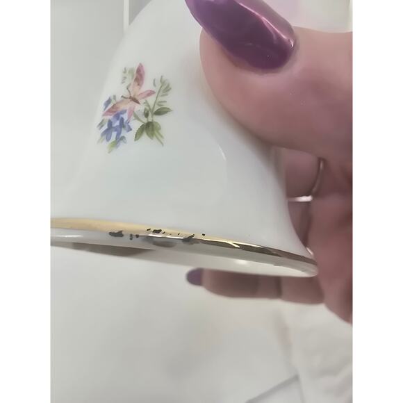 Vintage Taiwan Bone China Bell Floral Butterfly Collectible Gift - Picture 3 of 4